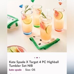 Kate Spade X Target 4 PC Highball Tumbler Set NIB + matching stir sticks